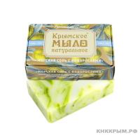 Крымское натуральное мыло на оливковом масле, 100г  С морской солью и водорослями